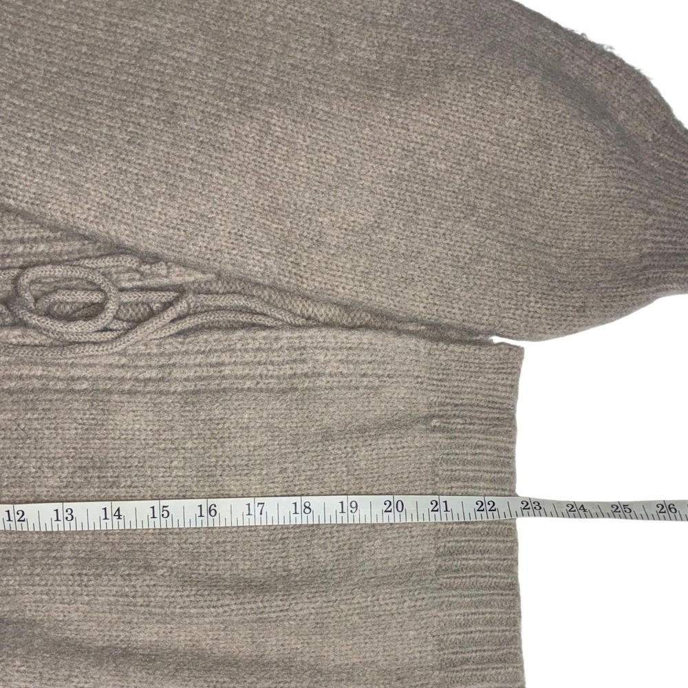 Elan Taupe Tie Front Sweater Cardigan Women's S Chunky Knit Balloon Sleeve - Picture 6 of 6